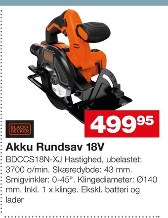 Bauhaus Akku Rundsav 18V tilbud