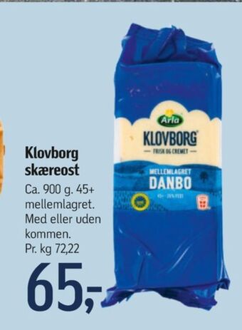 Føtex Klovborg skæreost danbo mellemlagret 45+ tilbud
