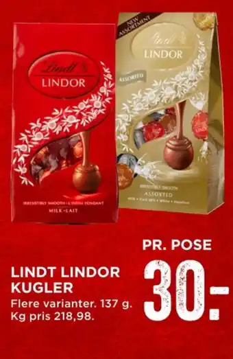MENY Lindt lindor chokoladekugler milk tilbud