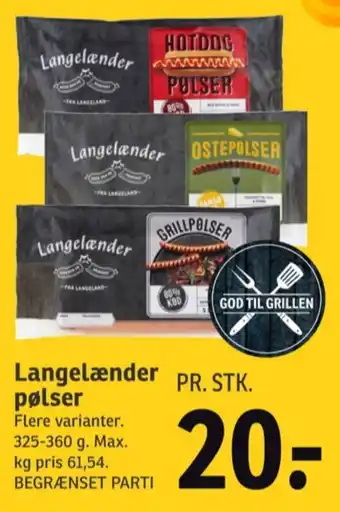 SPAR Langelænder ostepølser tilbud
