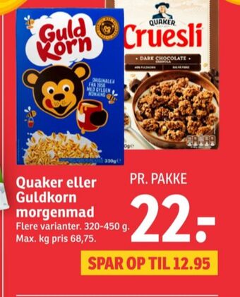 SPAR Guldkorn morgenmadsprodukt tilbud