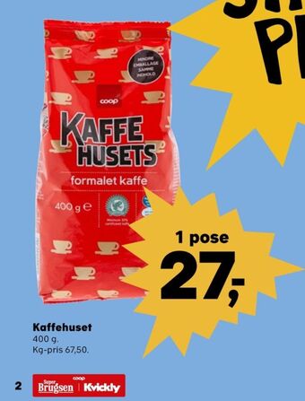 SuperBrugsen Kaffehusets kaffe formalet tilbud