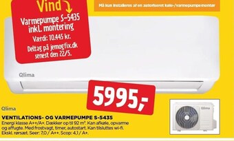 jem & fix Ventilations-og varmepumpe S-5435 tilbud