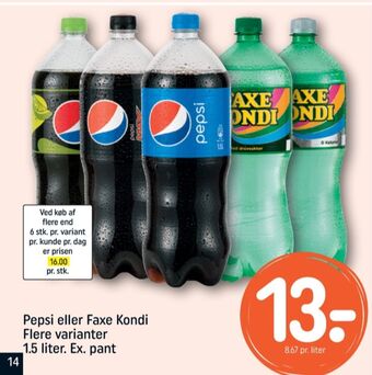 REMA 1000 Pepsi max cola tilbud