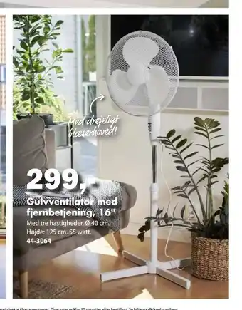 Biltema Gulvventilator med fjernbetjening, 16" tilbud