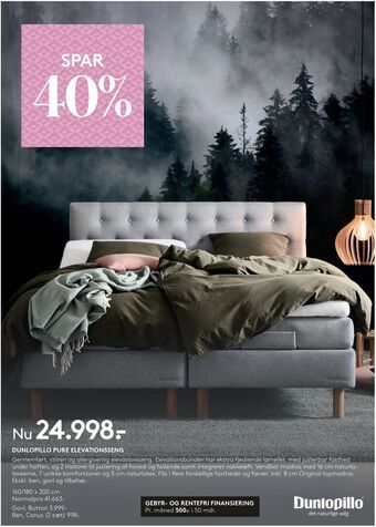 SengeSpecialisten Dunlopillo pure elevationsseng tilbud