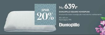 SengeSpecialisten Dunlopillo square hovedpude tilbud