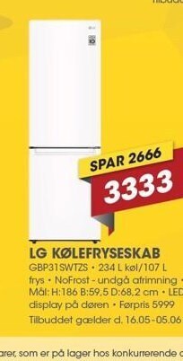 Punkt1 LG Kølefryseskab tilbud