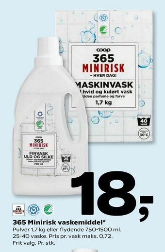 Coop 365 365 Minirisk vaskemiddel tilbud