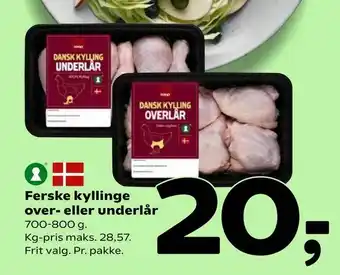 Ferske kyllinge over- eller underlår