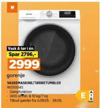 Power Gorenje vaske-/tørremaskine tilbud