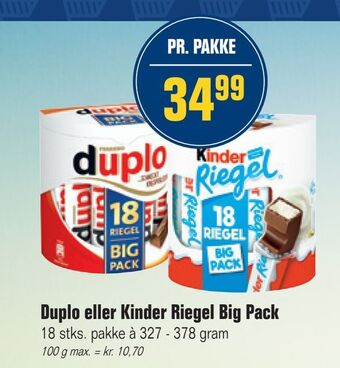 Otto Duborg Duplo eller Kinder Riegel Big Pack tilbud