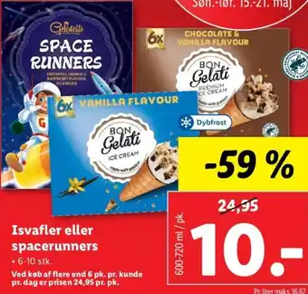 Lidl Isvafler eller spacerunners 600-720 ml tilbud