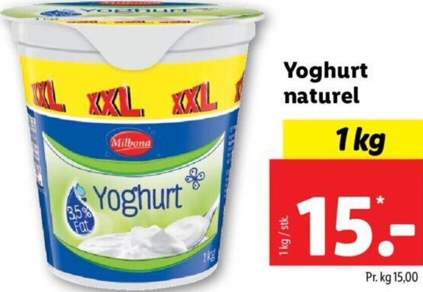 Yoghurt Naturel 1 kg tilbud hos Lidl