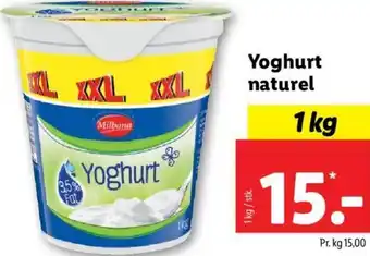Lidl Yoghurt Naturel 1 kg tilbud