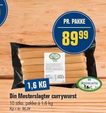 Otto Duborg Din Mesterslagter currywurst 1,6kg tilbud