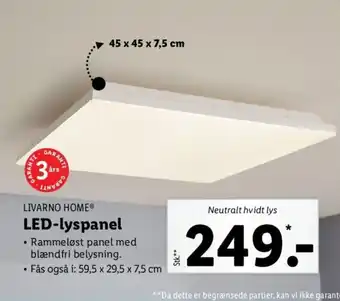 LED-Lyspanel 45x45x7,5 cm