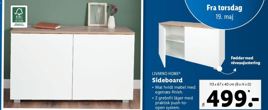 Lidl Sideboard 113 x 67 x 40 cm tilbud