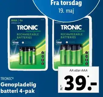 Lidl Genopladelig Batteri 4-Pak AA eller AAA tilbud