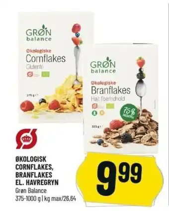 Løvbjerg Økologisk Cornflakes,Branflakes El.Havregryn 375-1000 g tilbud
