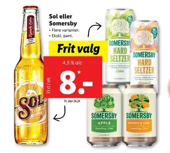 Lidl Sol eller Somersby tilbud