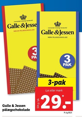 Lidl Galle & Jessen pålægs­chokolade tilbud