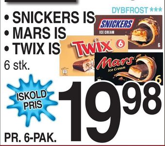 ABC Lavpris Snickers is • mars is • twix is tilbud