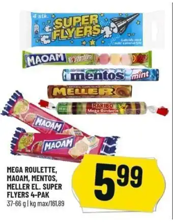 Mega Roulette, Maoam, Mentos, Meller 37-66g