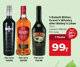 Dagli'Brugsen 1-Enkelt Bitter, Grant's Whisky eller Bailey's Likør tilbud