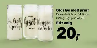Kvickly Glaslys med print tilbud