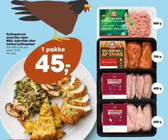 Kvickly Kyllingebryst med eller uden BBQ, inderfilet eller hakket kyllingekød tilbud