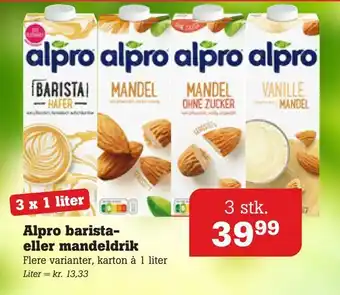 Alpro barista- eller mandeldrik