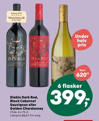SuperBrugsen Diablo Dark Red, Black Cabernet Sauvignon eller Golden Chardonnay tilbud