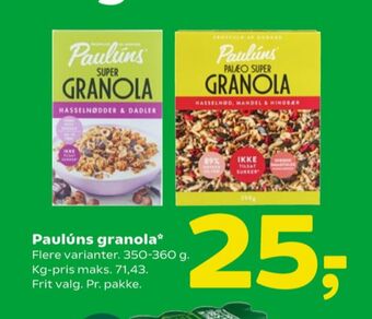 Coop 365 Pauluns granola tilbud