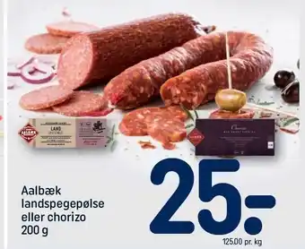 REMA 1000 Aalbæk landspegepølse el. chorizo tilbud