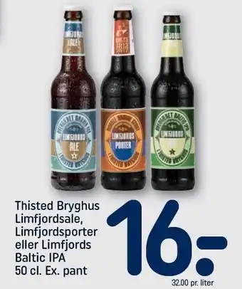 REMA 1000 Thisted Bryghus Limfjordsale, Limfjordsporter el. Limfjords Blatic IPA tilbud
