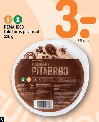REMA 1000 REMA 1000 fuldkorns pitabrød tilbud