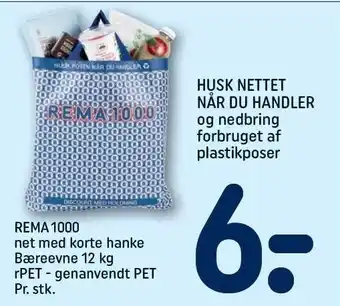REMA 1000 REMA 1000 net med korte hanke bæreevne 12 kg rPET - genanvendt PET tilbud
