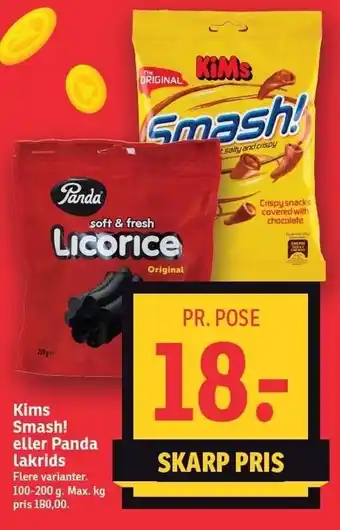 SPAR Kims smash! eller Panda lakrids tilbud
