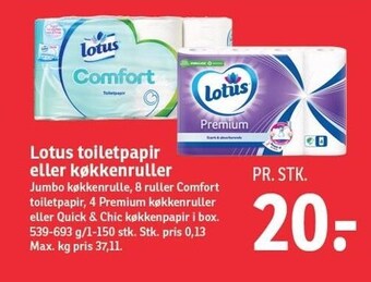 SPAR Lotus toiletpapir eller køkkenruller tilbud
