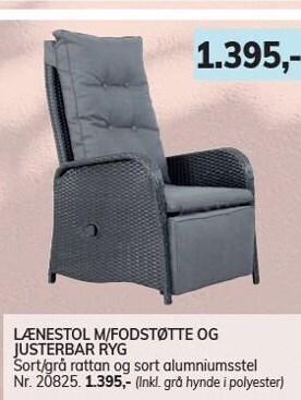 Daells Bolighus Lænestol m/fodstøtte og justerbar ryg tilbud