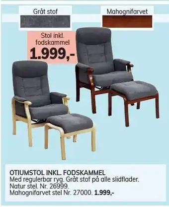 Daells Bolighus Stol inkl. fodskammel tilbud