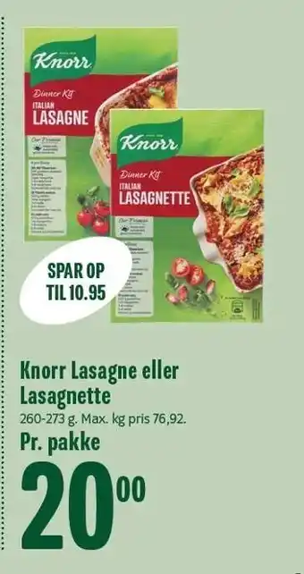 Min Købmand Knorr Lasagne el. Lasagnette tilbud