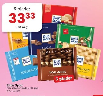 Poetzsch Padborg Ritter Sport 5 plader tilbud