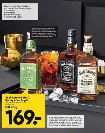 Bilka Jack Daniels No. 7, Honey el. Apple tilbud