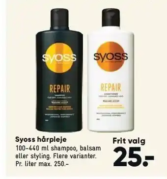 Bilka Syoss hårpleje - Frit valg tilbud