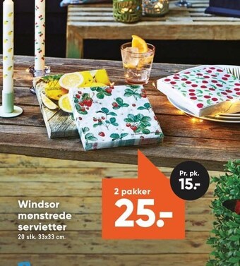 Bilka Windsor mønstrede servietter tilbud