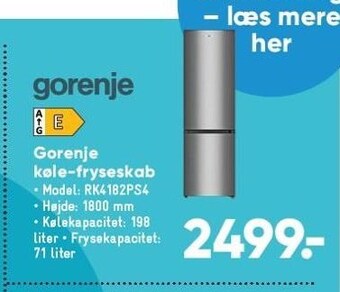 Bilka Gorenje køle/fryseskab tilbud