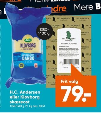 Bilka H.C. Andersen eller Klovborg skæreost tilbud