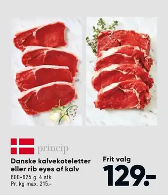 Danske kalvekoteletter eller rib eyes af kalv